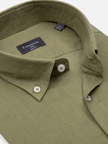 Slim fit Camicia business 'Leonardo Linen Man Shirt' di 7Camicie in verde