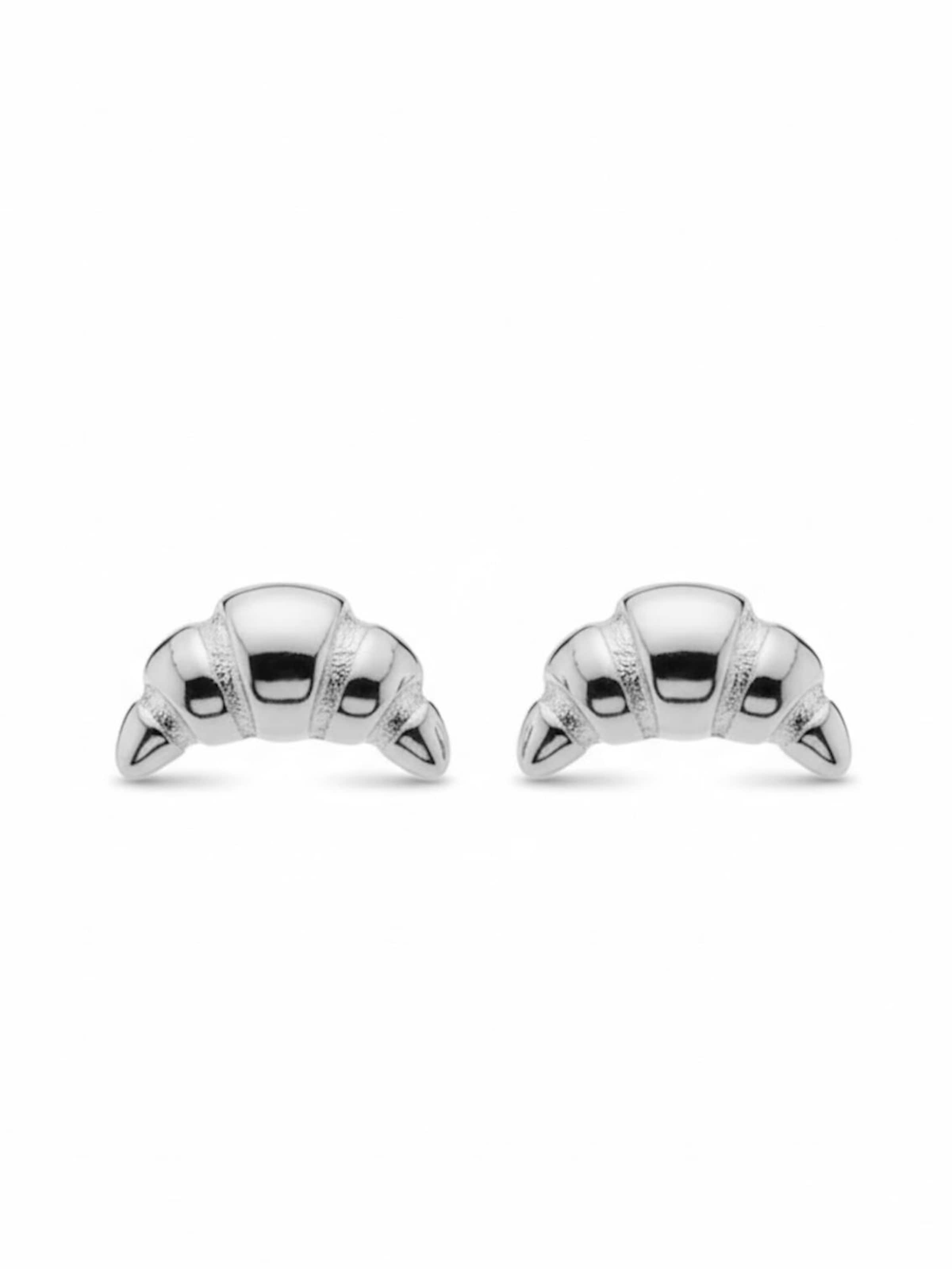 Cala Rose Earrings 'MINI CROISSANT' in Silver: front