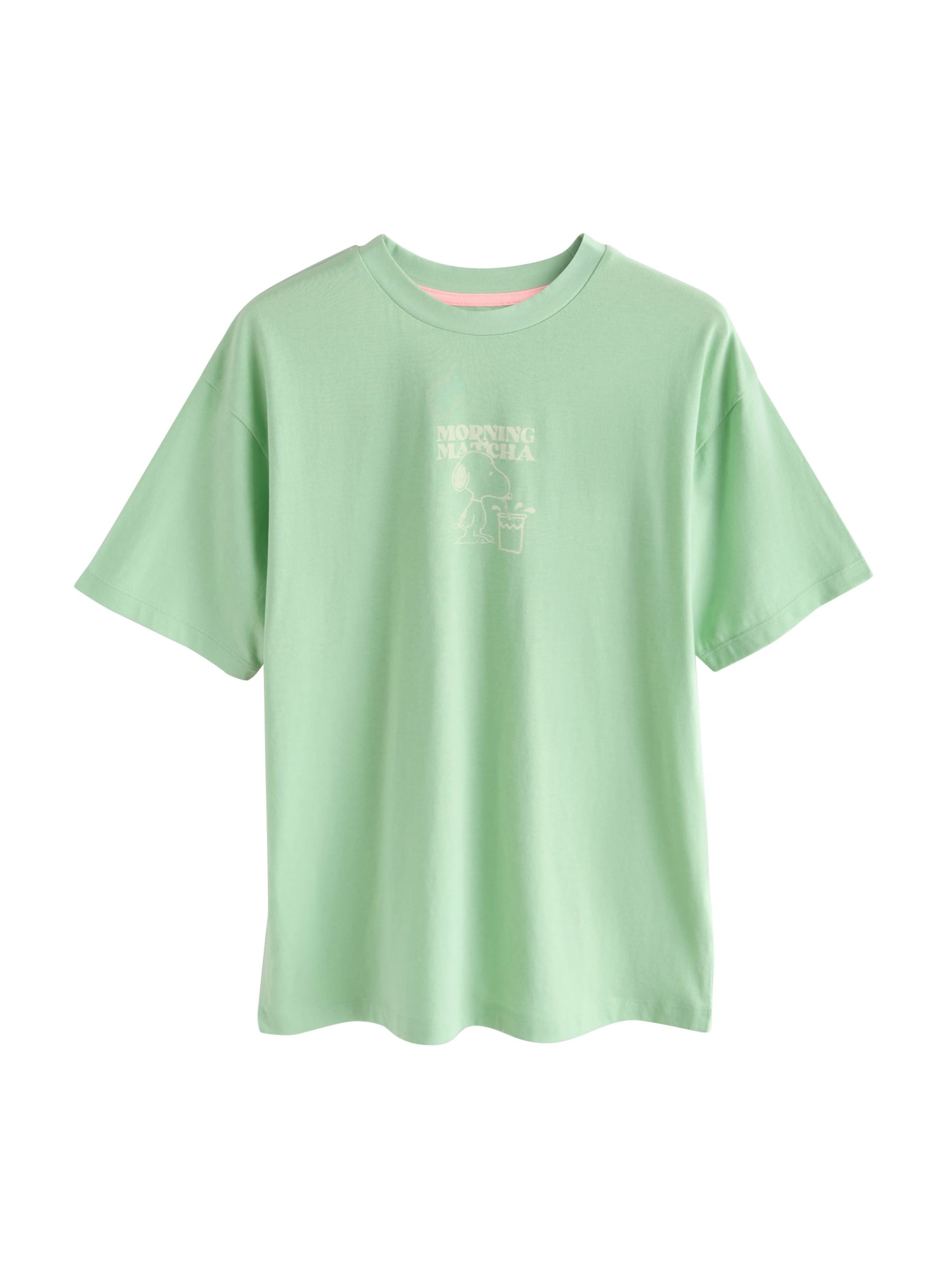 Next T-Shirt 'Snoopy' in Grün: Vorderseite