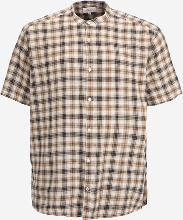 s.Oliver Men Big Sizes Button Up Shirt in Brown: front