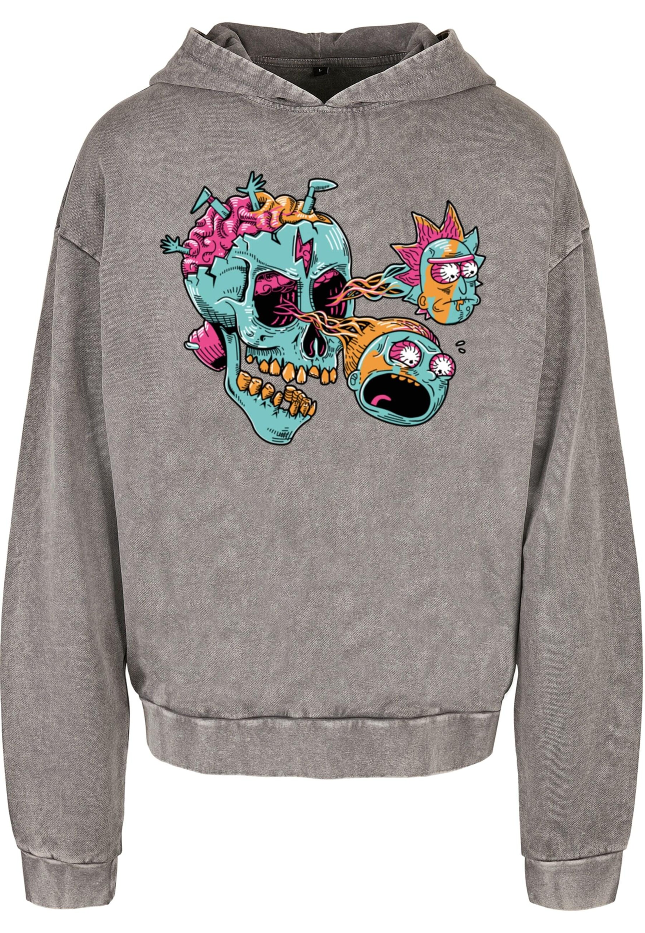 ABSOLUTE CULT Sweatshirt 'Rick And Morty - Eyeball Skull' in Grau: Vorderseite