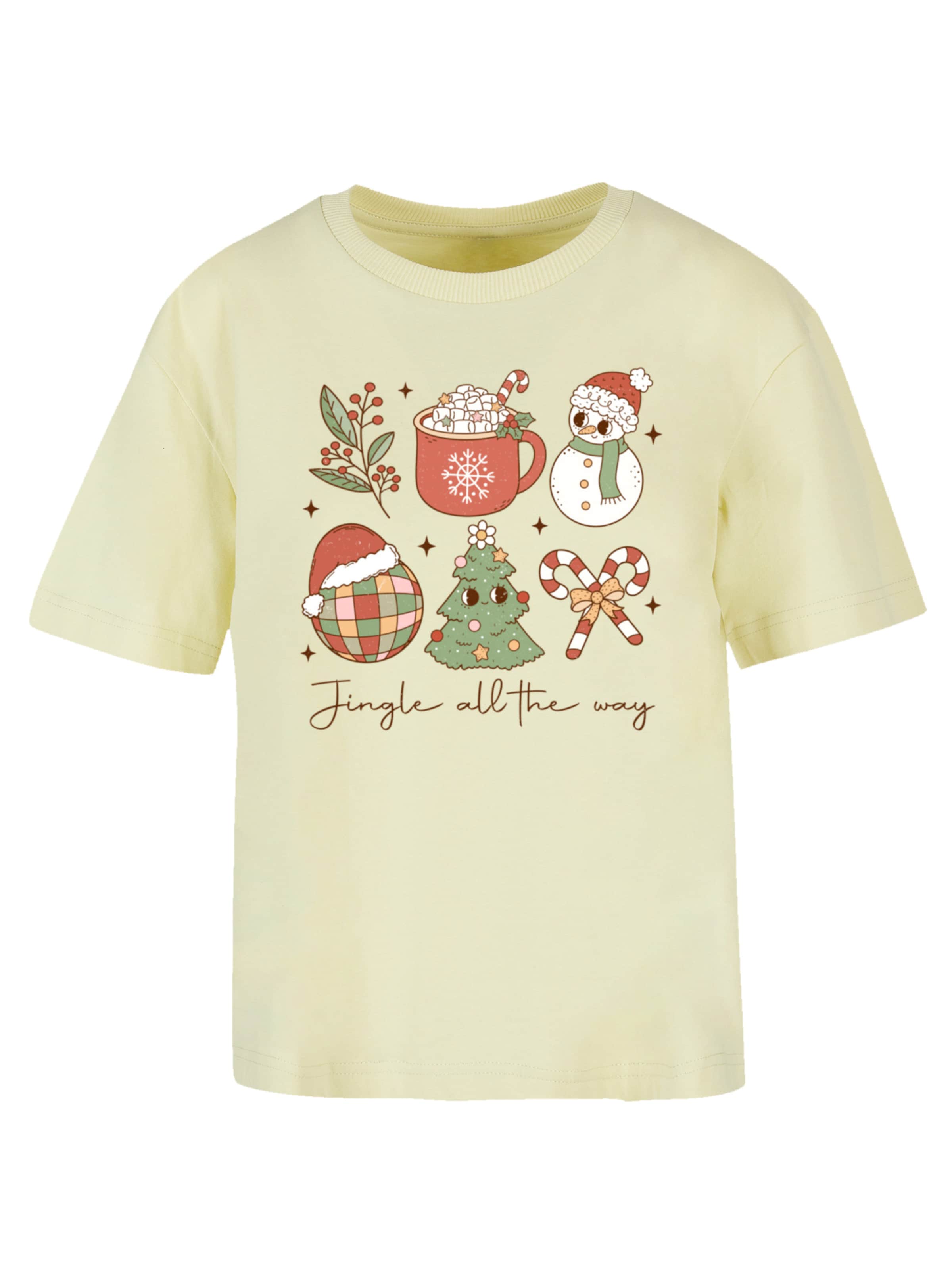 F4NT4STIC Shirt 'Jingle All The Way Christmas Groove' in Gelb: Vorderseite