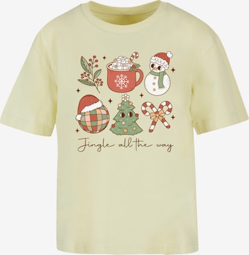 T-shirt 'Jingle All The Way Christmas Groove' F4NT4STIC en jaune : devant