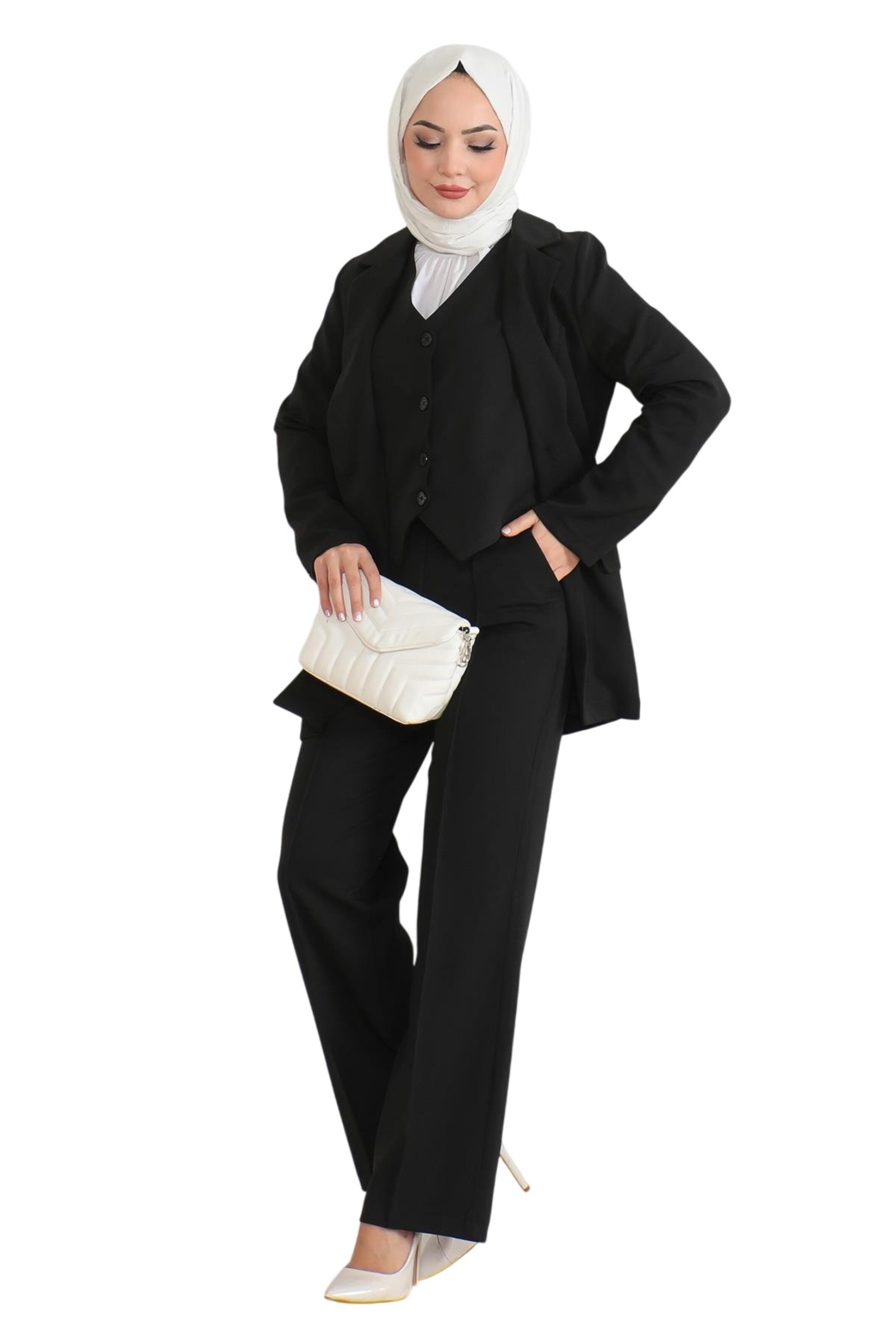 Pantalons de tailleur MODAMIHRAM en noir : devant