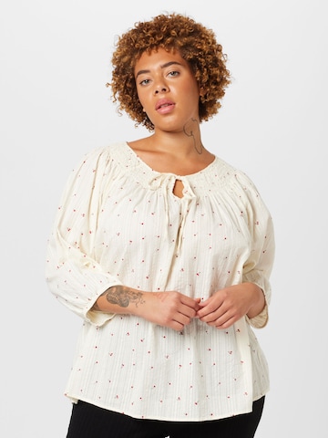 Fransa Curve Blouse 'SANYA' in White: front