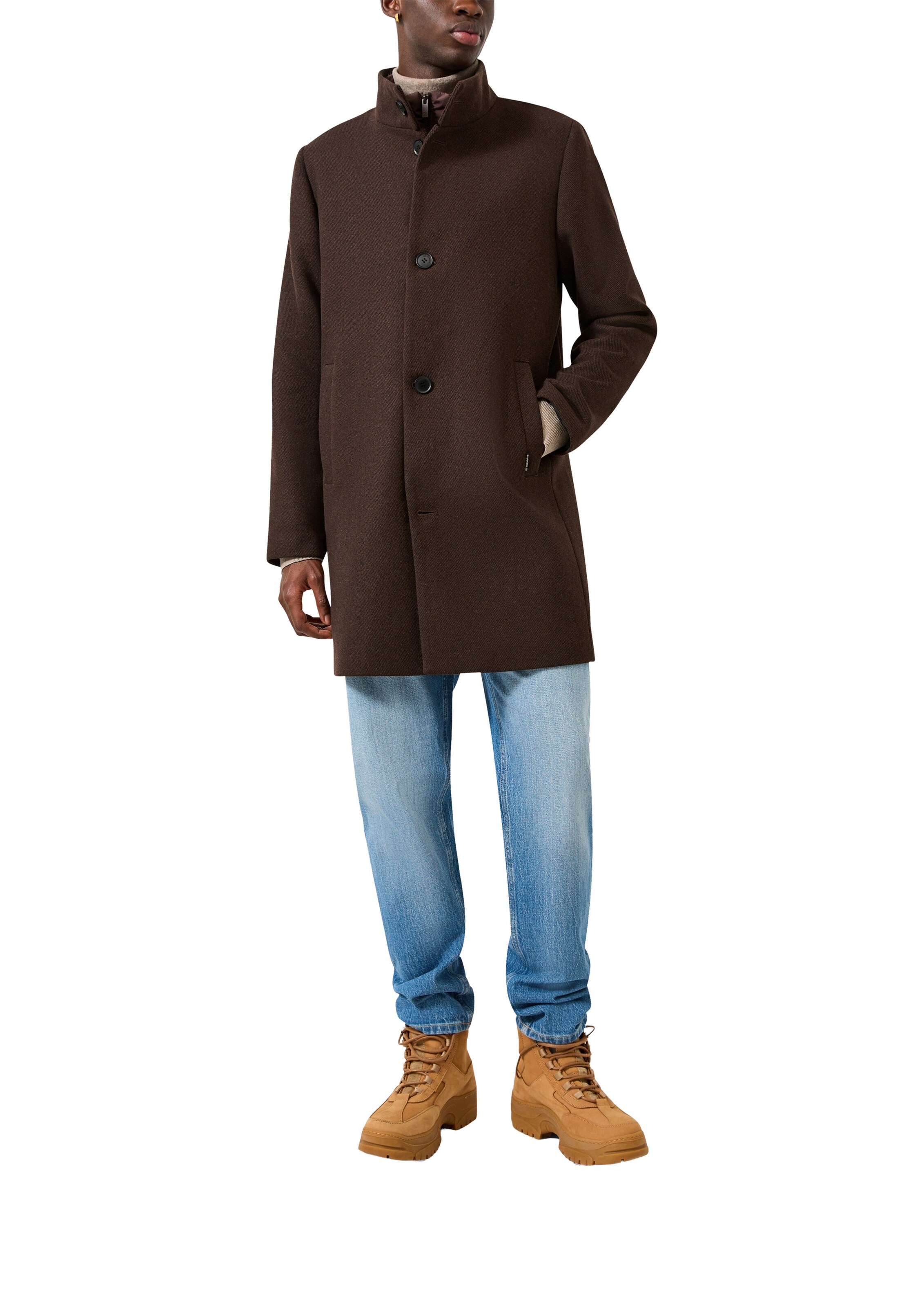 Manteau mi-saison QS en marron : devant