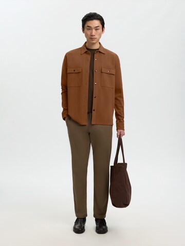 SELECTED Regular Fit Sweatjacke in Braun