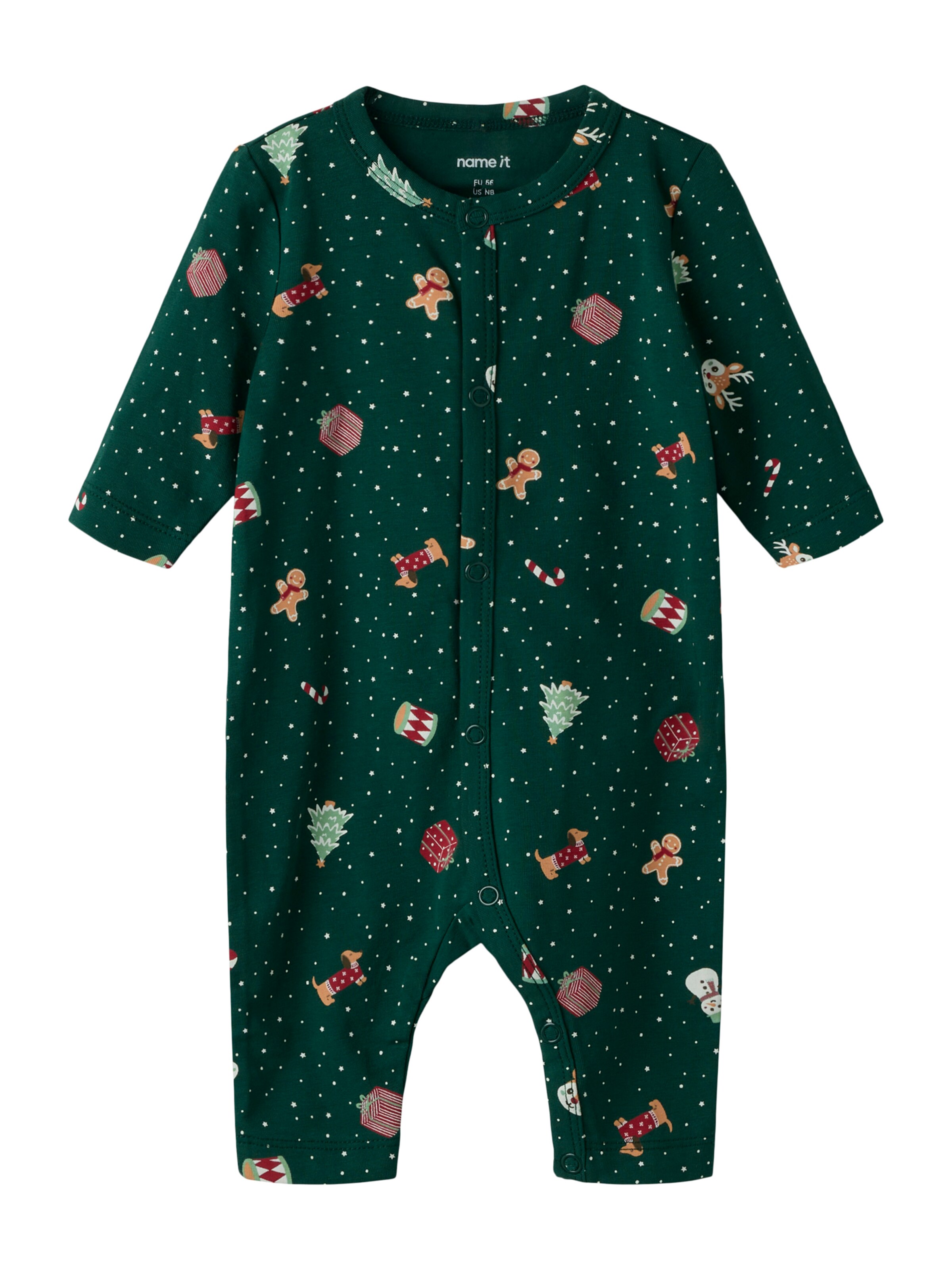 NAME IT Pajamas 'NBNVISMAS' in Green: front