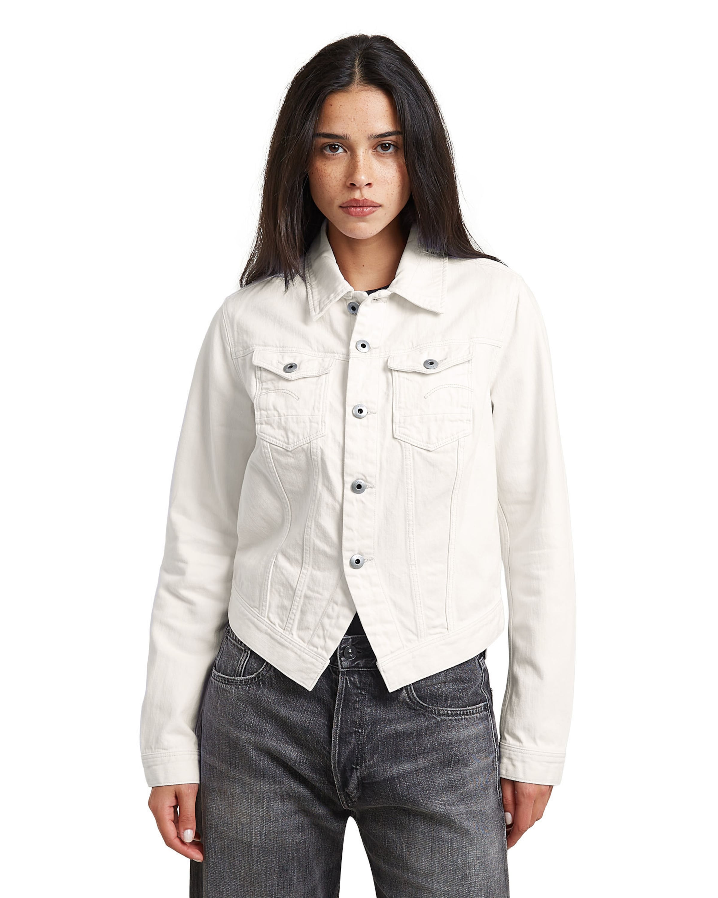 G-STAR Denim jacket - 'Pitched Hem Slim Jacket' in Weiß: Vorderseite