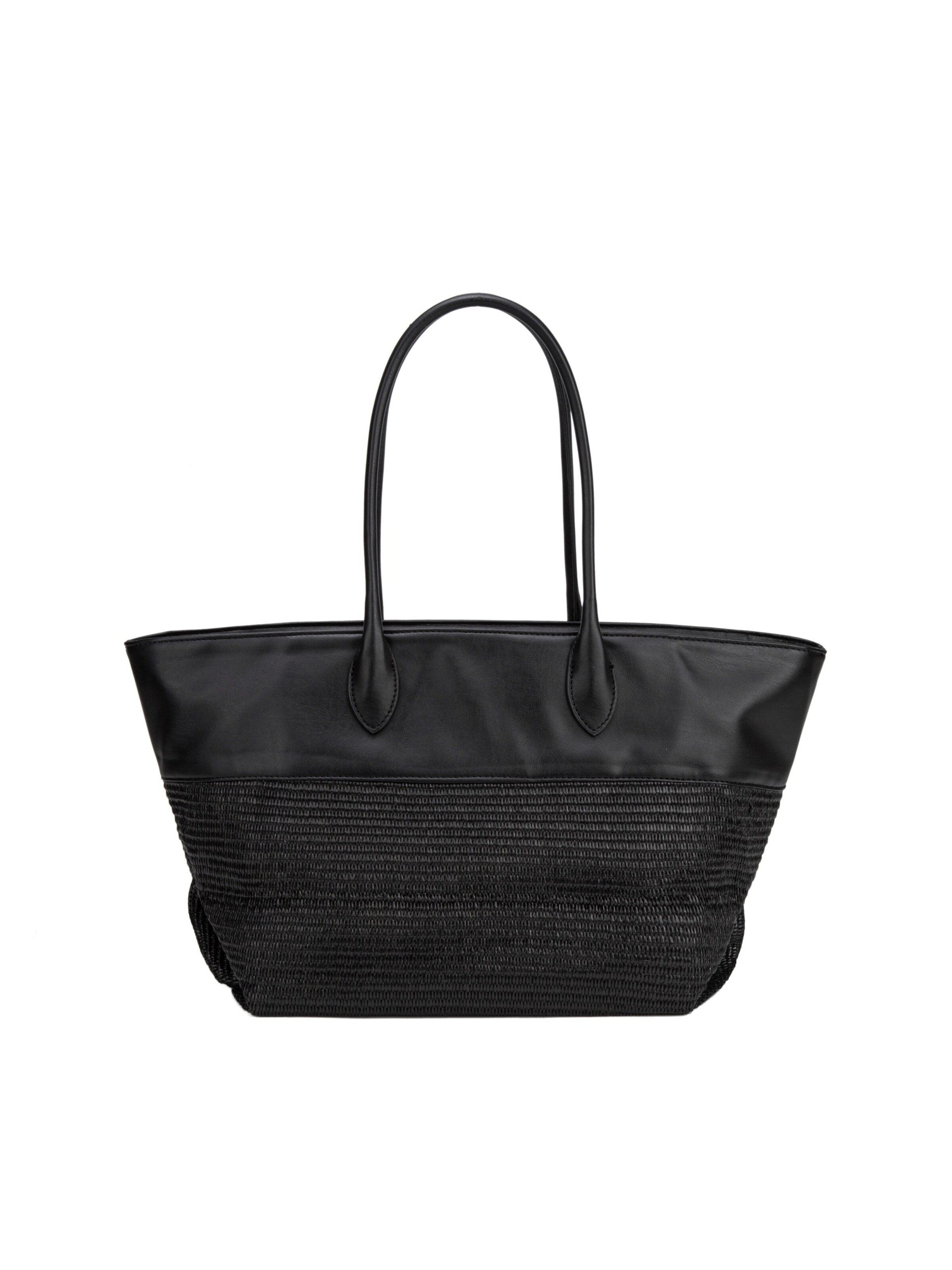 Borsa a spalla 'Borsa Shopper David Jones Bicolore Ecopelle e Tessuto Intrecciato' di David Jones in nero