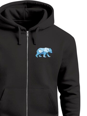 Neverless Sweatjacke 'Bär Polygon Blau'‌‌‌‌‌‌‌‌ in Schwarz