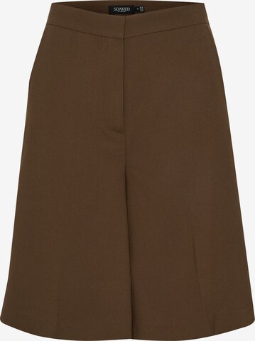 SOAKED IN LUXURY Loose fit Trousers with creases 'Bruna' in Brown: front