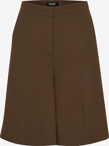 SOAKED IN LUXURY Loose fit Pleated Pants 'Bruna' in Brown: front