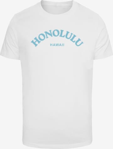 T-Shirt 'Honolulu Hawaii' Mister Tee en blanc : devant