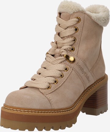 Bottines à lacets 'MAELISS' See by Chloé en beige : devant