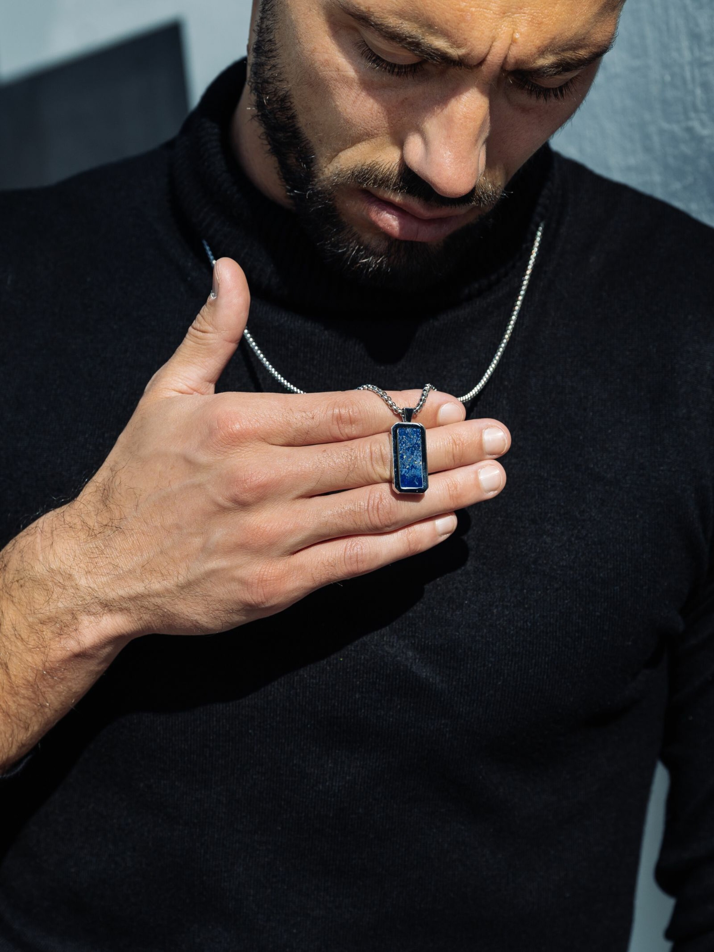 Chaîne 'Rectangle Pendant' GT Collection en bleu