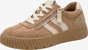 Baskets basses Tamaris en beige : devant