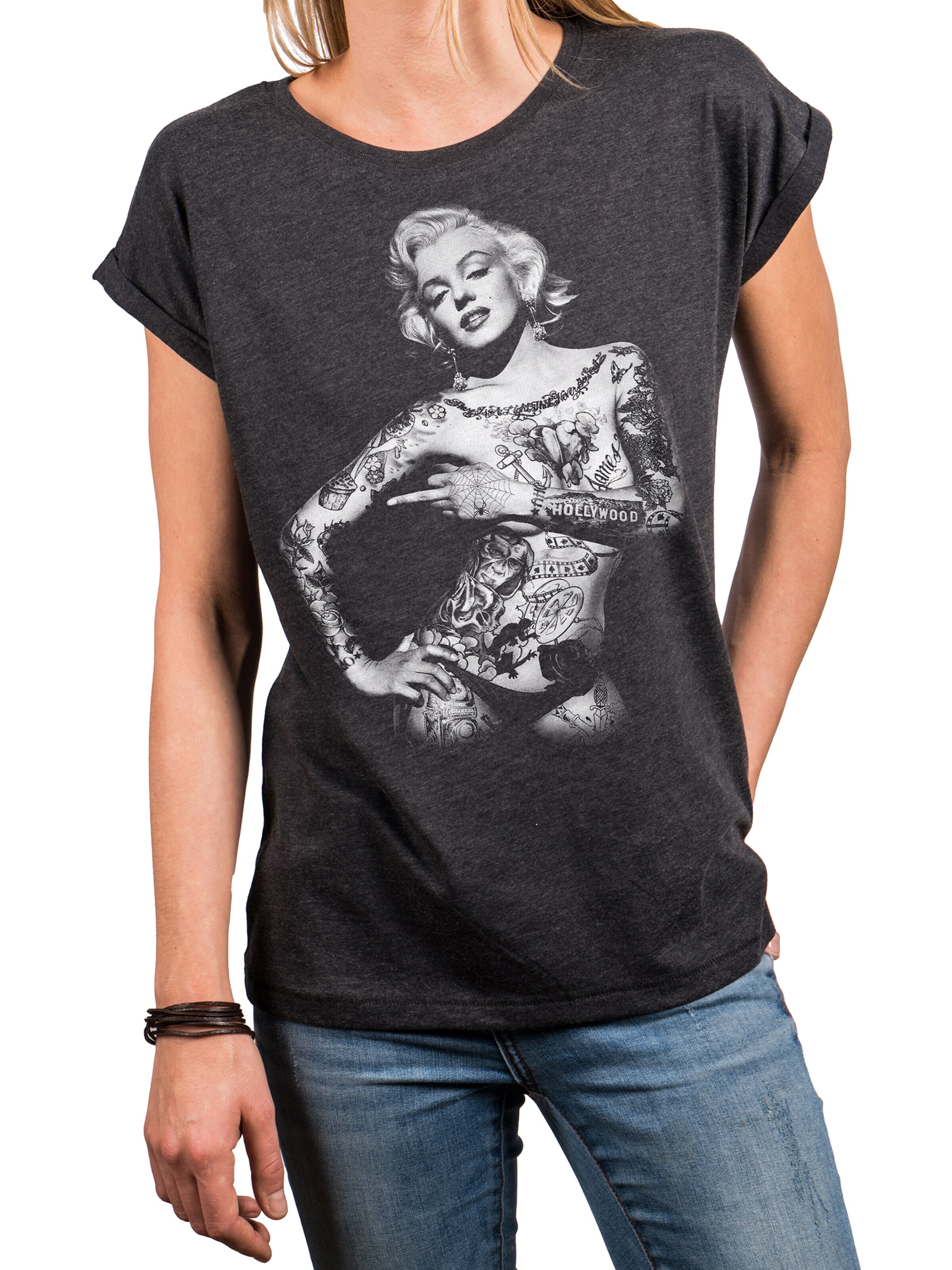 MAKAYA Shirt 'Tattoo' in Grey