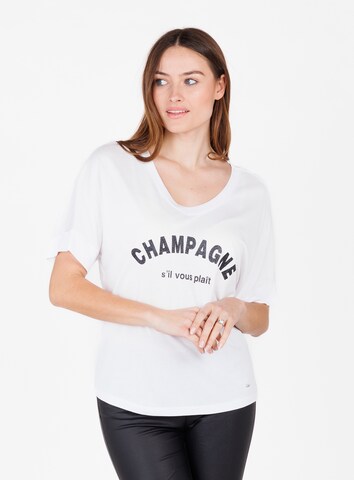 T-shirt 'CHAMPAGNE' Key Largo en blanc : devant