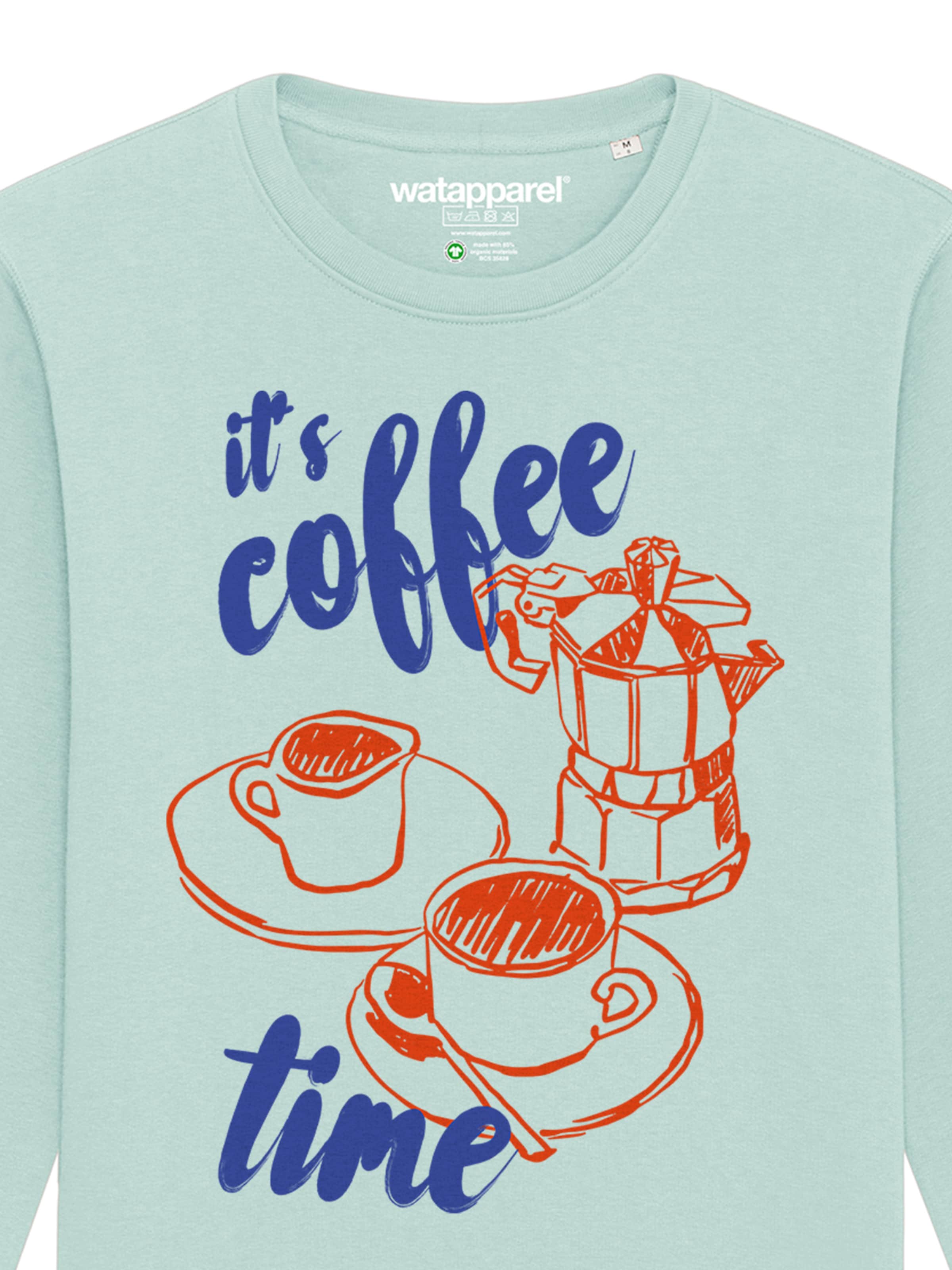 Watapparel Sweatshirt 'Its Coffee Time' in Blau