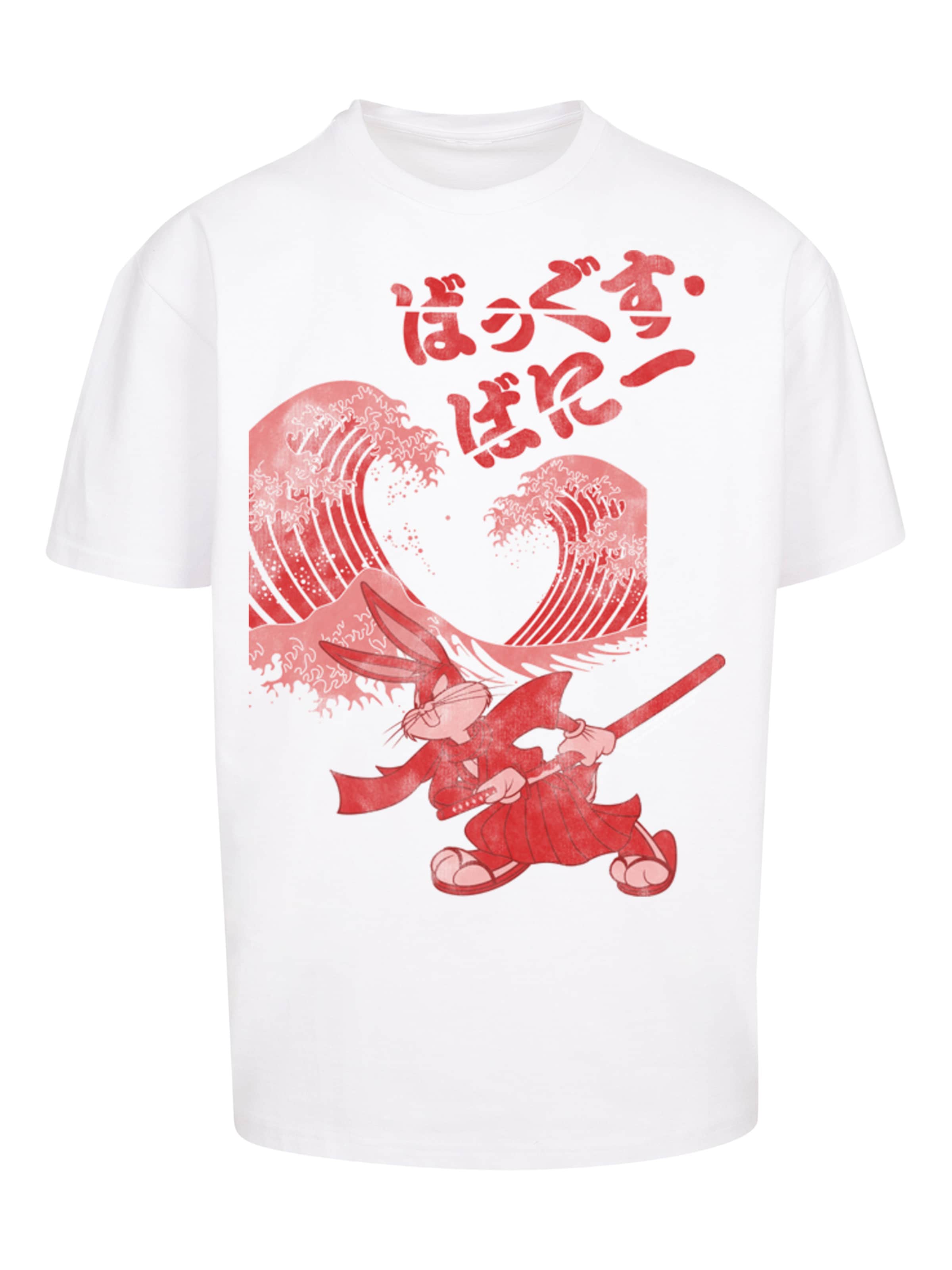 F4NT4STIC Shirt 'Looney Tunes Bugs Bunny Shogun' in Wit: voorkant