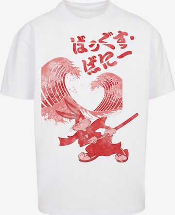 F4NT4STIC Shirt 'Looney Tunes Bugs Bunny Shogun' in Wit: voorkant
