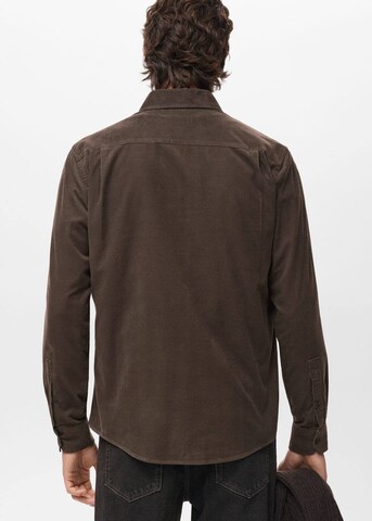 MANGO MAN Regular fit Button Up Shirt 'Tadi' in Brown