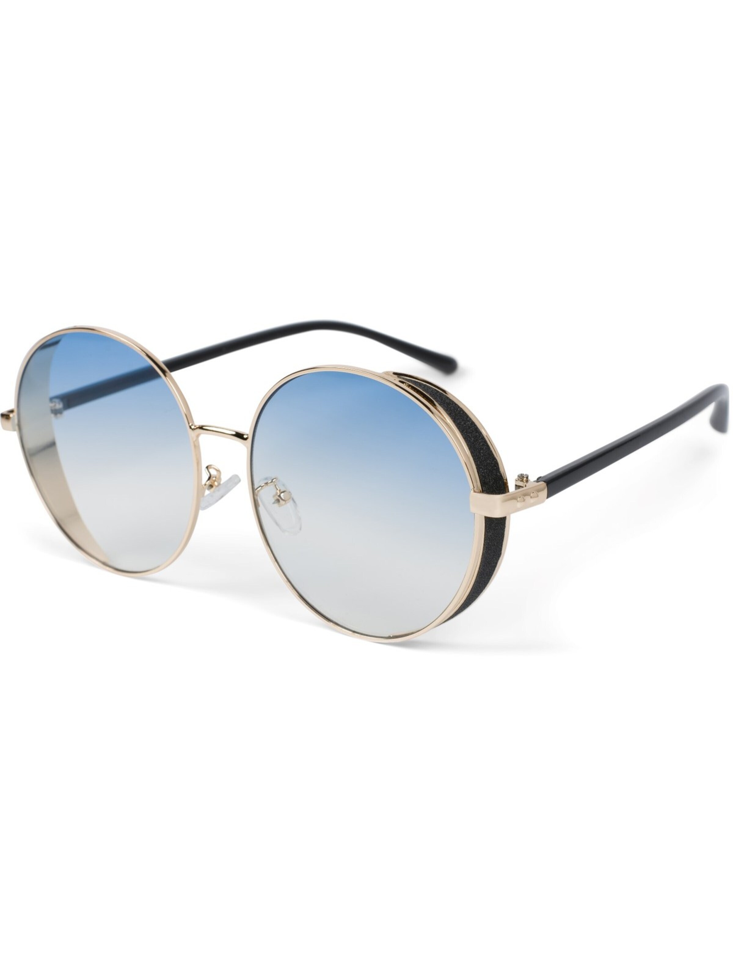 styleBREAKER Sonnenbrille 'Runde Sonnenbrille mit Glitzer Side Shield' in Blau: Vorderseite