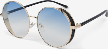 styleBREAKER Sonnenbrille 'Runde Sonnenbrille mit Glitzer Side Shield' in Blau: Vorderseite
