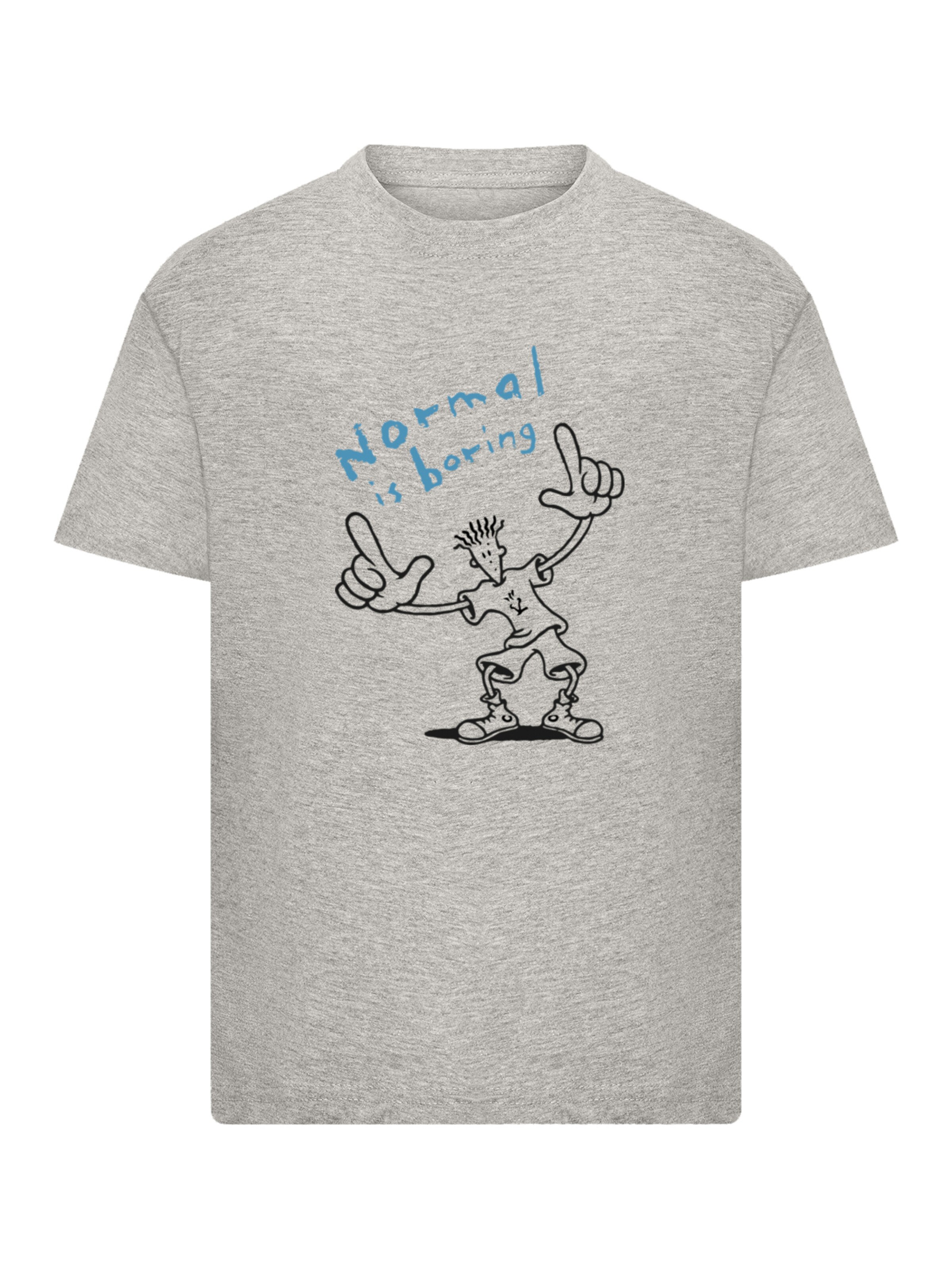 F4NT4STIC Shirt 'Fido Dido Points Normal Is Boring' in Grey: front