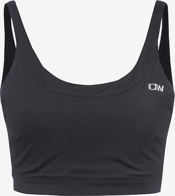 ICANIWILL Bustier Urheilurintaliivit 'Nimble' värissä musta: etupuoli
