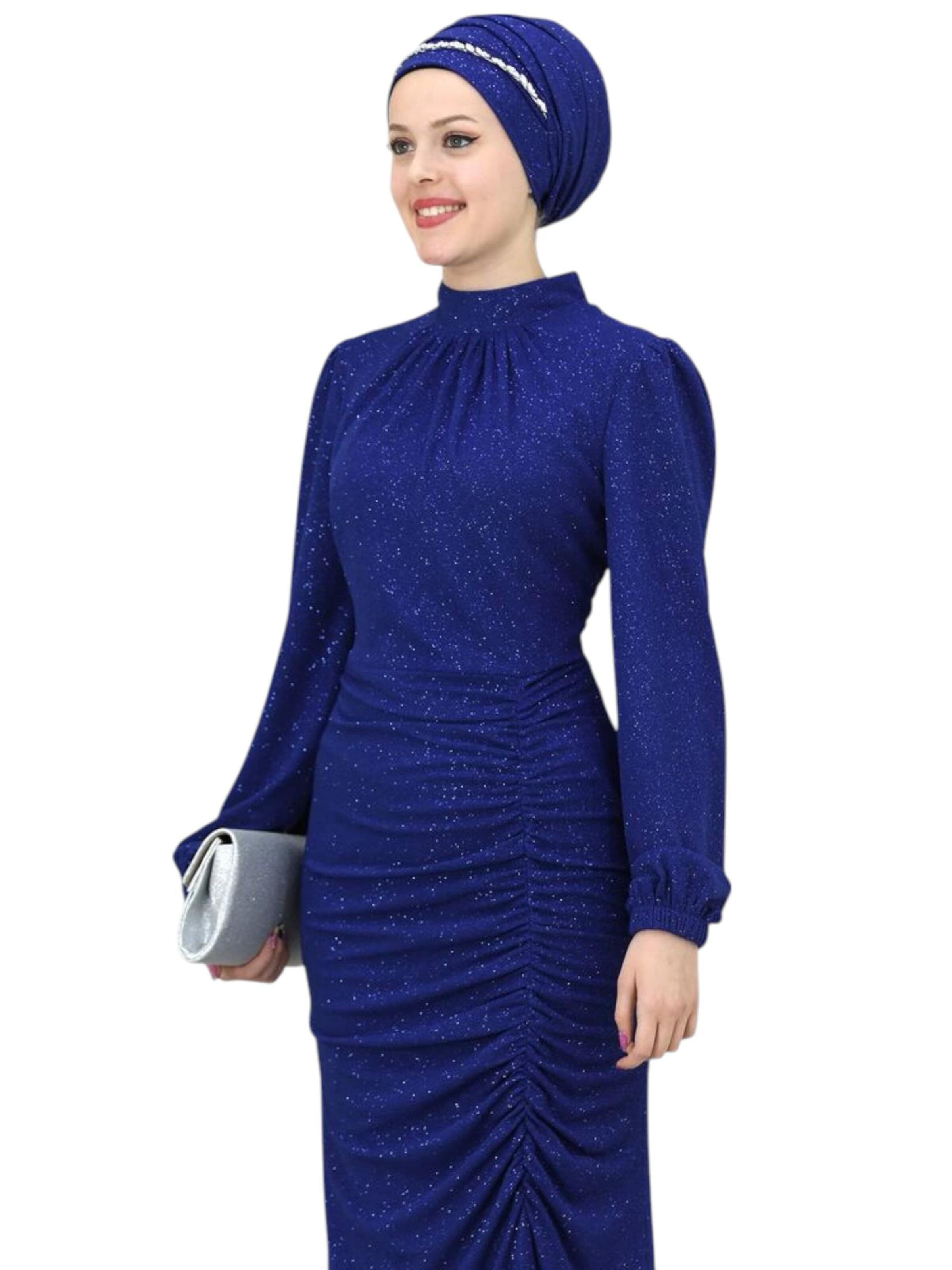 fashionshowcase - Vestido de noche 'RÜYA' en azul: frente