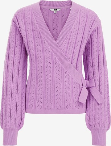 WE Fashion Knit cardigan in Purple: front