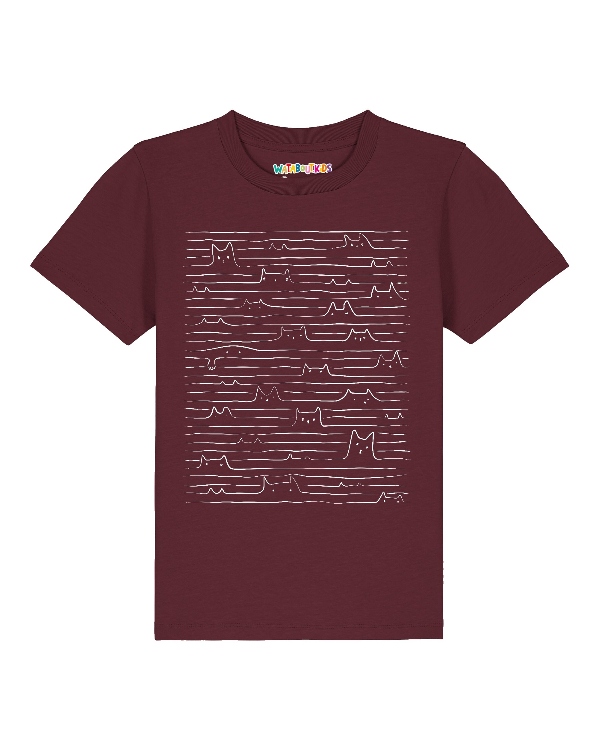 watabout.kids Shirt 'Doodle Cats' in 104 in Bordeaux / White, Item view