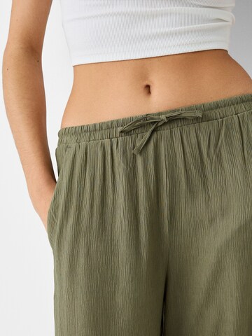 Bershka Wide leg Broek in Groen