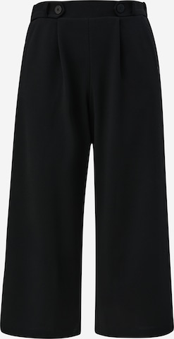 QS Wide leg Pleat-Front Pants in Black: front