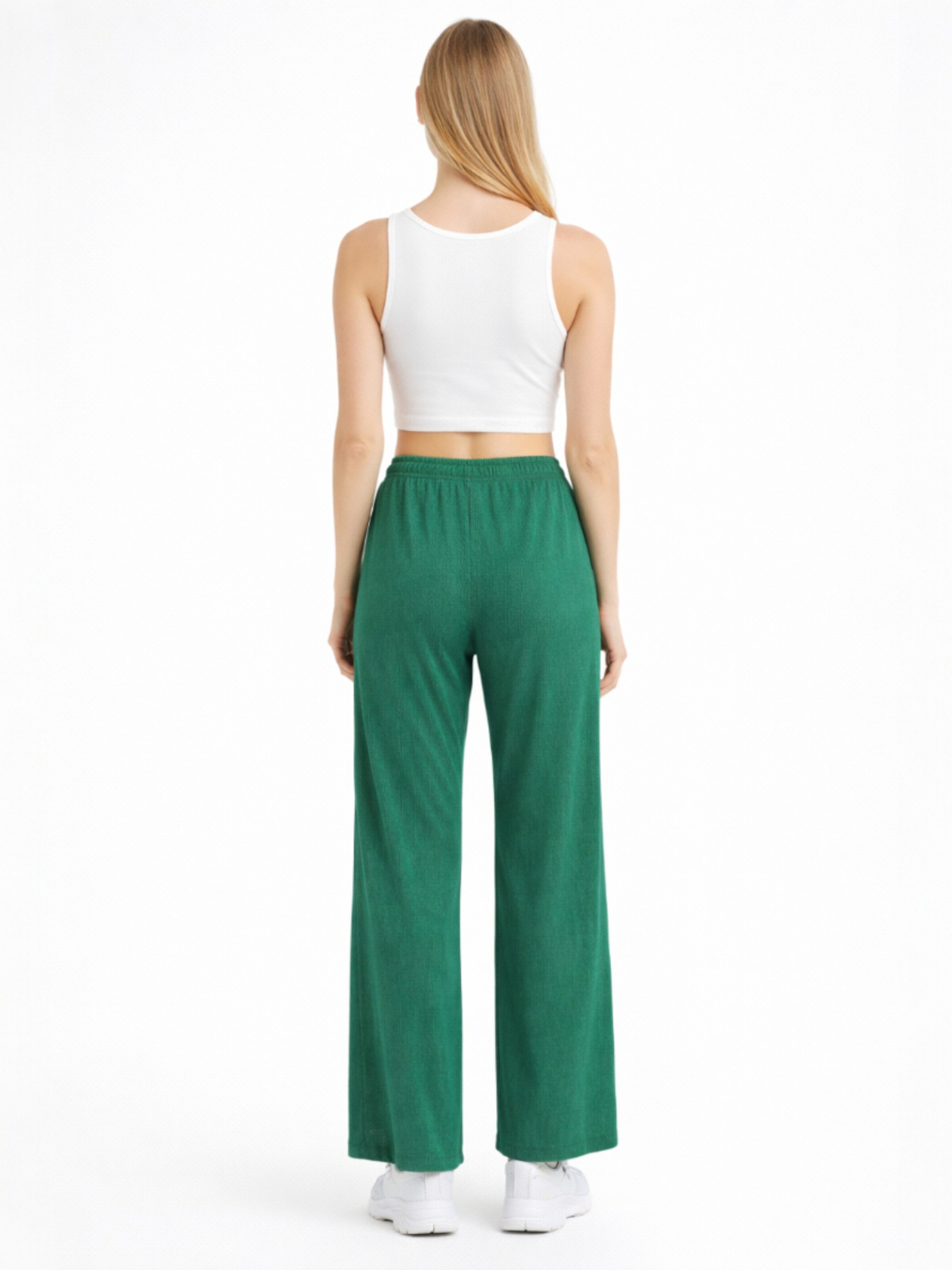 Wide leg Pantaloni 'FLORYN – Palazzohose Crinkle' di fashionshowcase in verde