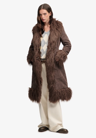 Superdry & Co Between-Seasons Coat 'Afghan' in Brown: front