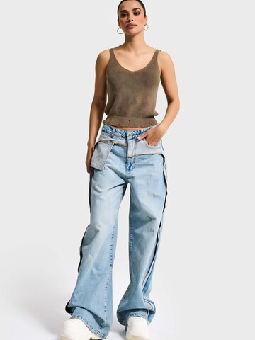 IT'S BASIC Baggy Jeans 'SUPER BAGGY MID RISE JEANS (Lenght 30)' i blå: framsida