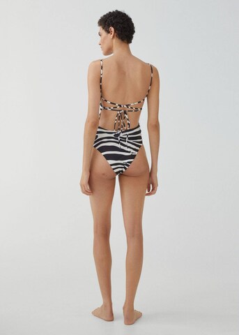 MANGO Bralette Swimsuit 'Safari' in Black