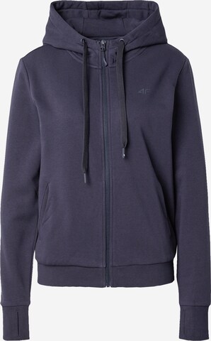 4F Athletic Zip-Up Hoodie in Blue: front