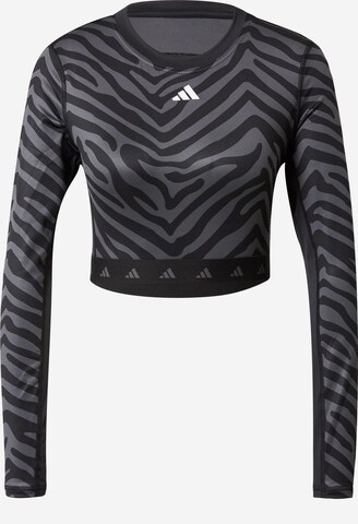 ADIDAS PERFORMANCE Funkční tričko 'Hyperglam Techfit Zebra' – šedá: přední strana