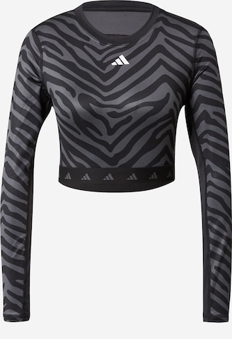 ADIDAS PERFORMANCE Функциональная футболка 'Hyperglam Techfit Zebra' в Серый: спереди