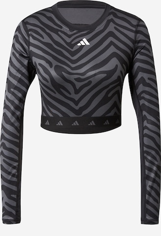 pilka ADIDAS PERFORMANCE Sportiniai marškinėliai 'Hyperglam Techfit Zebra': priekis