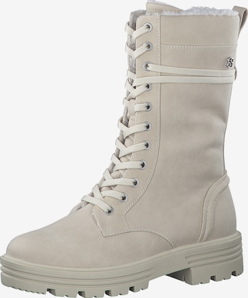 s.Oliver Lace-Up Ankle Boots in Beige: front