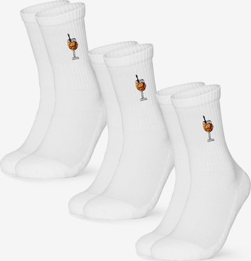 Occulto Socks 'Robin' in White: front