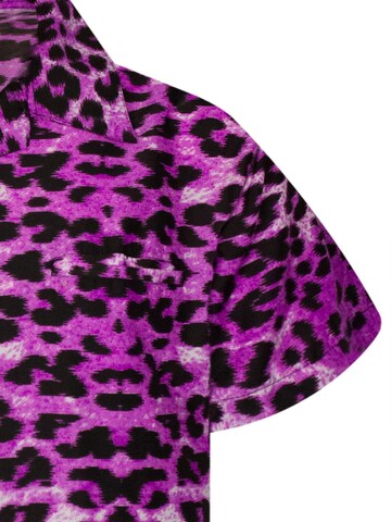 King Kameha Regular fit Button Up Shirt 'Leopard' in Purple