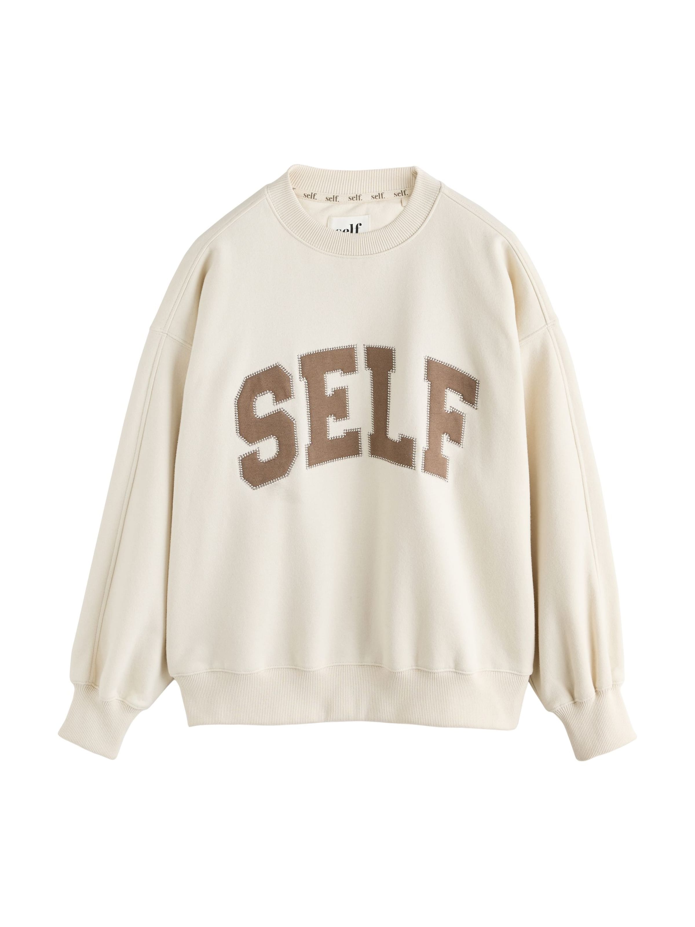 self. Sweatshirt in Beige: voorkant
