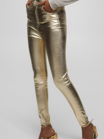 Pull&Bear Skinny Broek in Goud