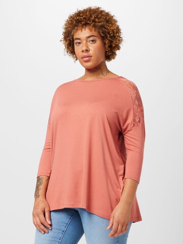 Camicia da donna di ONLY Carmakoma in rosa: frontale